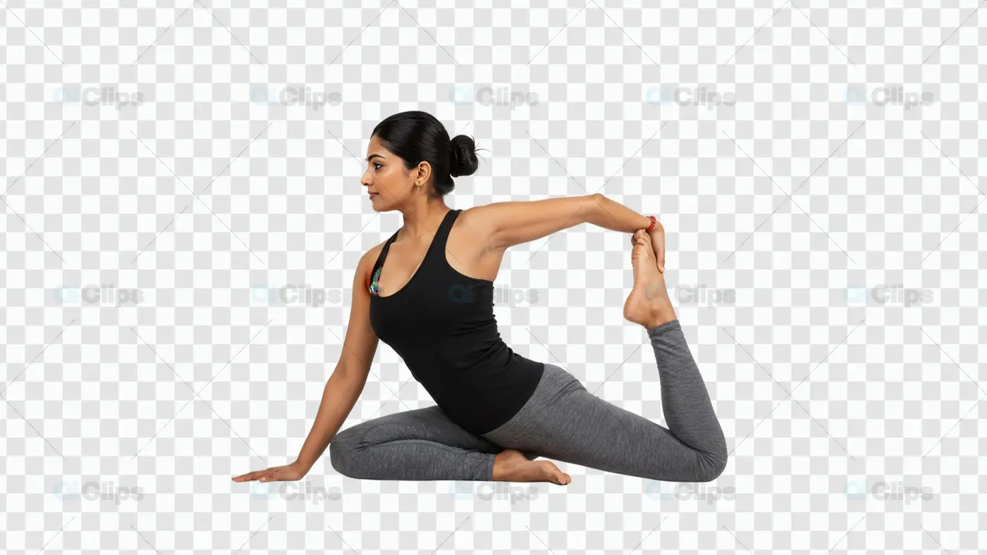 Advanced Yoga Stretch Pose on Transparent Background