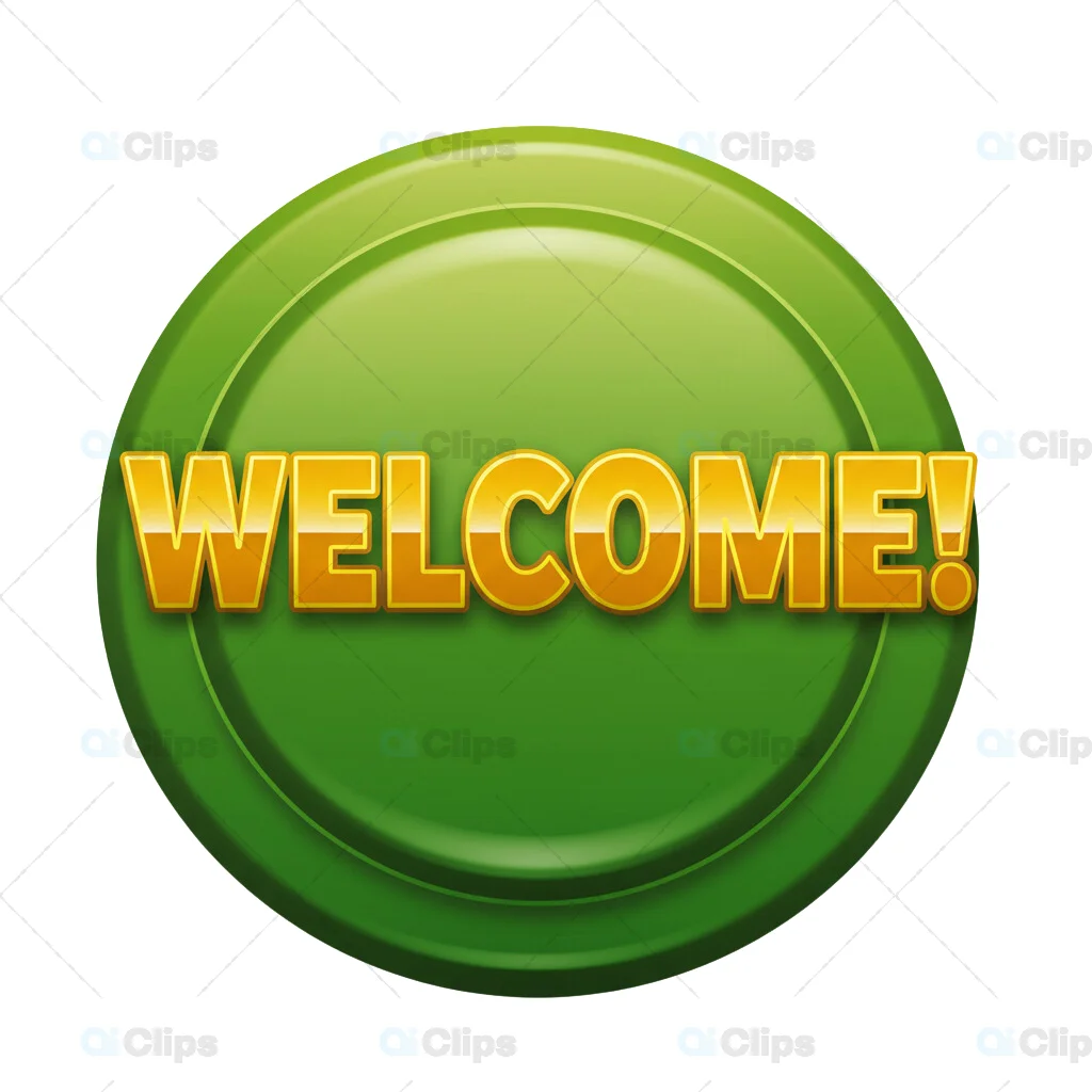 "Welcome!" Green Badge 3D Illustration
