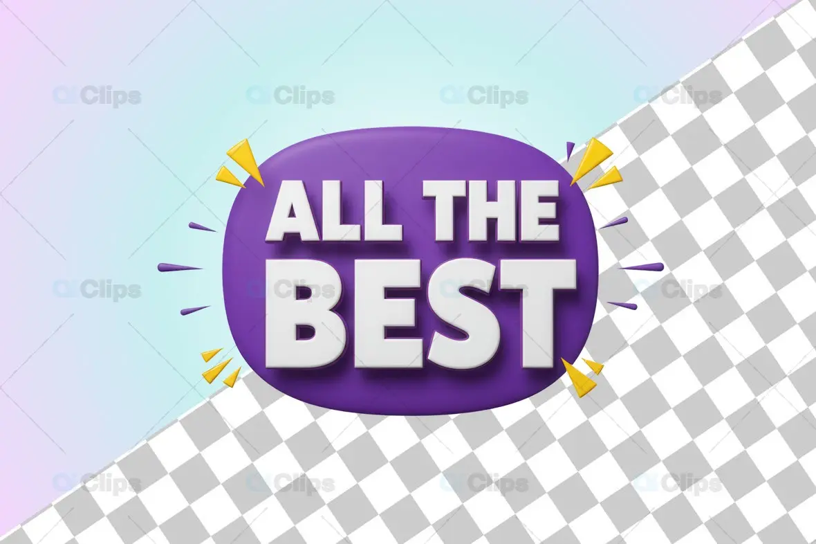 3D "All The Best" Purple Text Icon