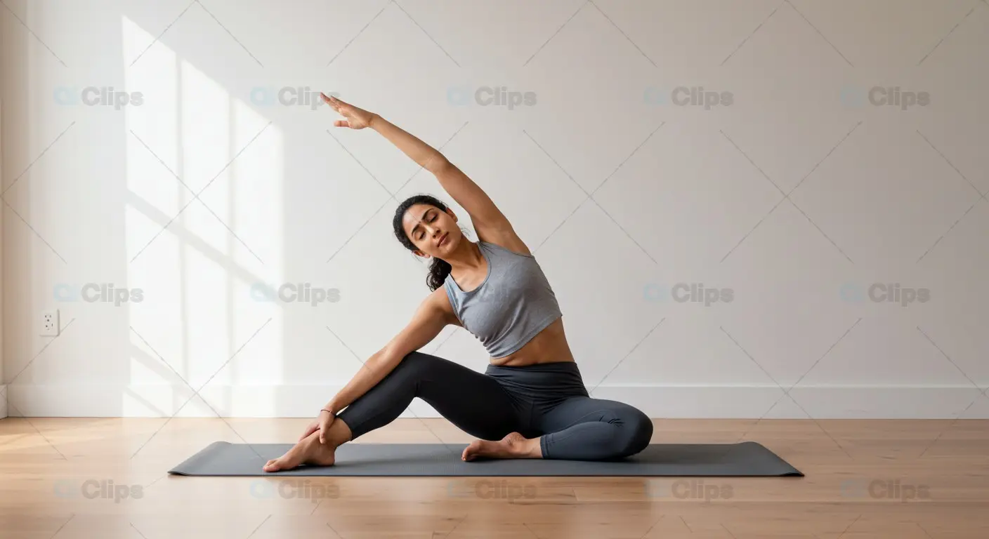 Yoga Side Stretch Woman A Flow of Strength and Serenity
