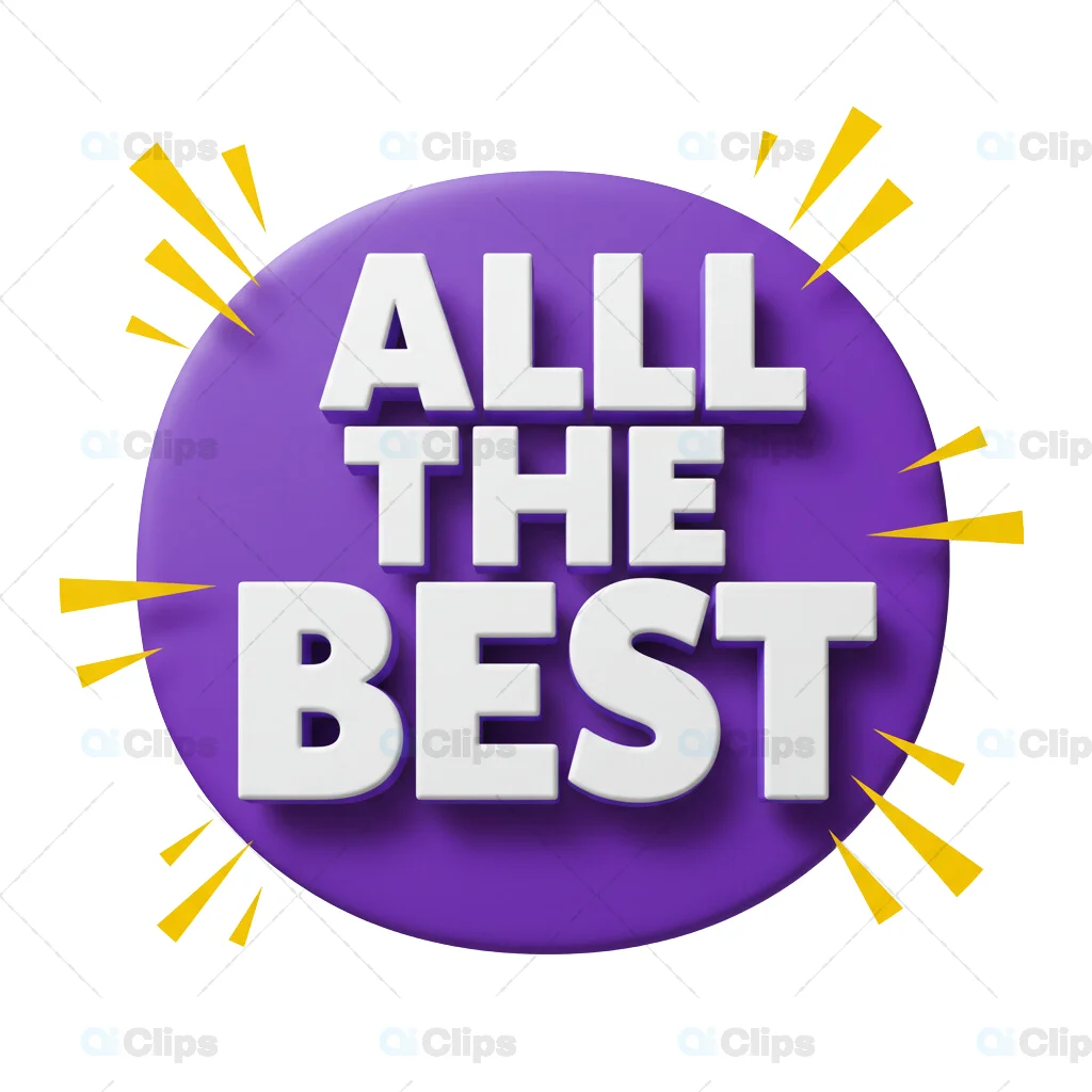 3D "All The Best" Text Icon with Purple Background