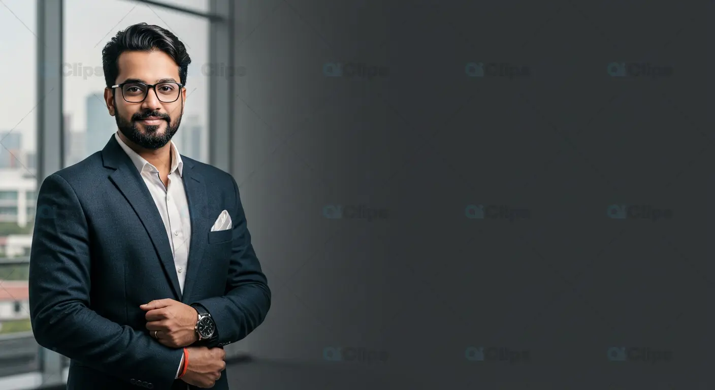 Confident Businessman Portrait with Dark Background