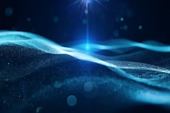 Ethereal Blue Waves with Glowing Particles Background Animation