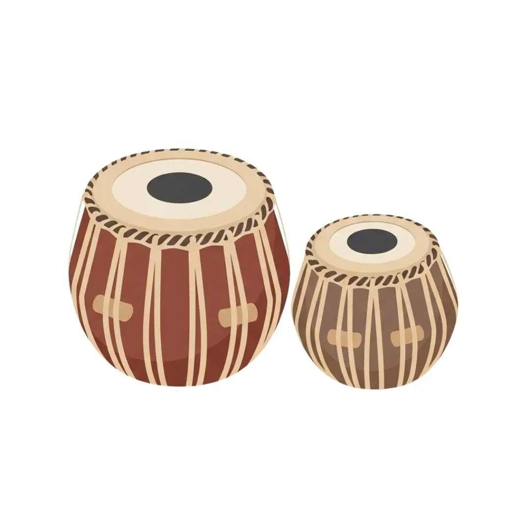 Illustrated Indian Tabla Percussion Drum Set Clipart PNG