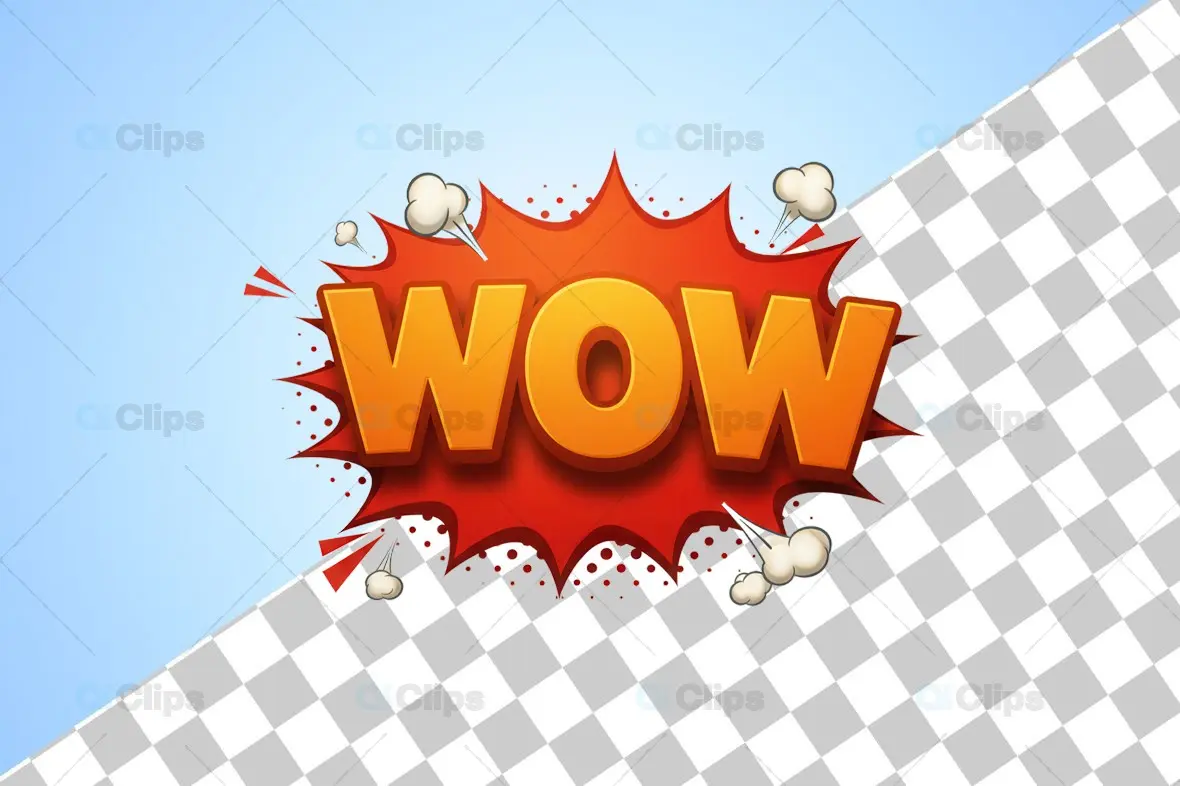 "WOW!" Comic Style Explosion 3D Illustration