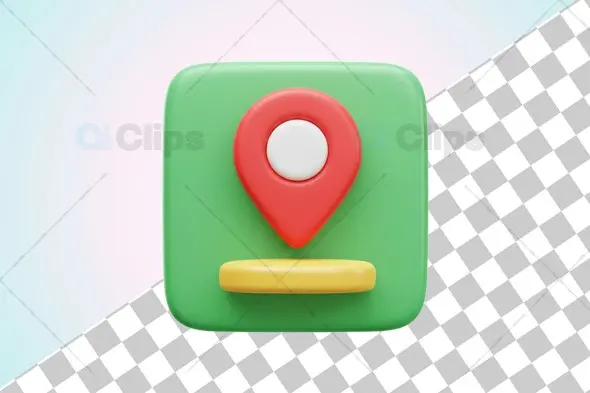 3D Location Pin Map Icon Illustration