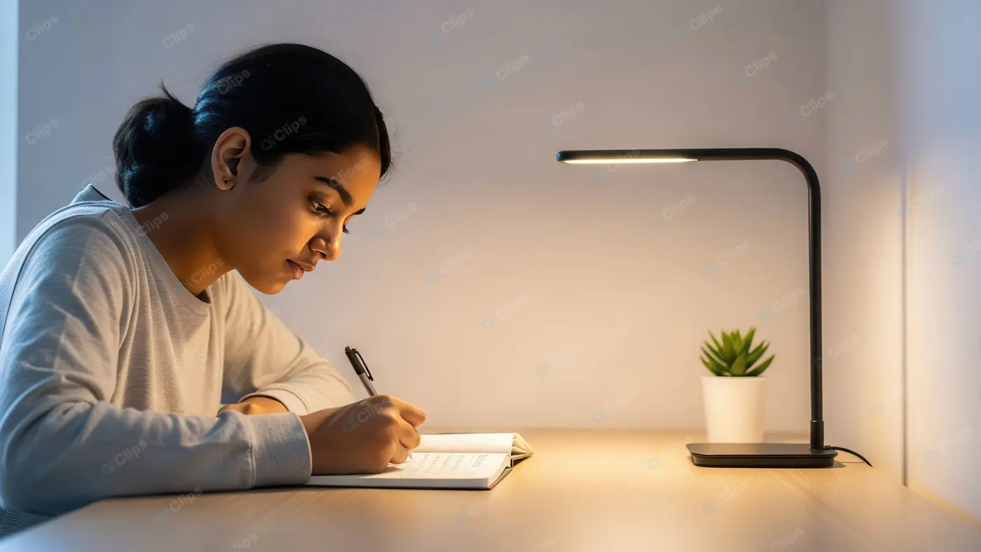 Dedicated Student Under Lamplight