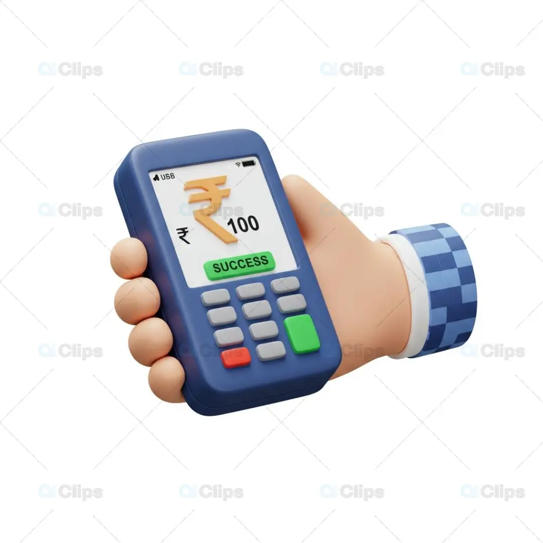 3D Indian Rupee Payment Successful POS Illustration