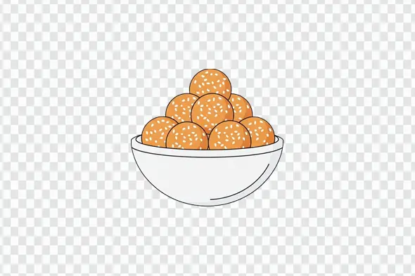 Traditional Indian Sesame Laddu Sweets Bowl Clipart PNG