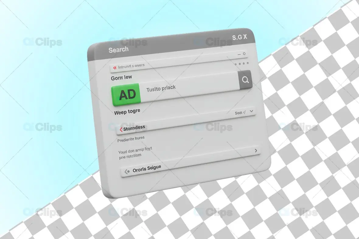 3D Search Interface with Green AD Button Template