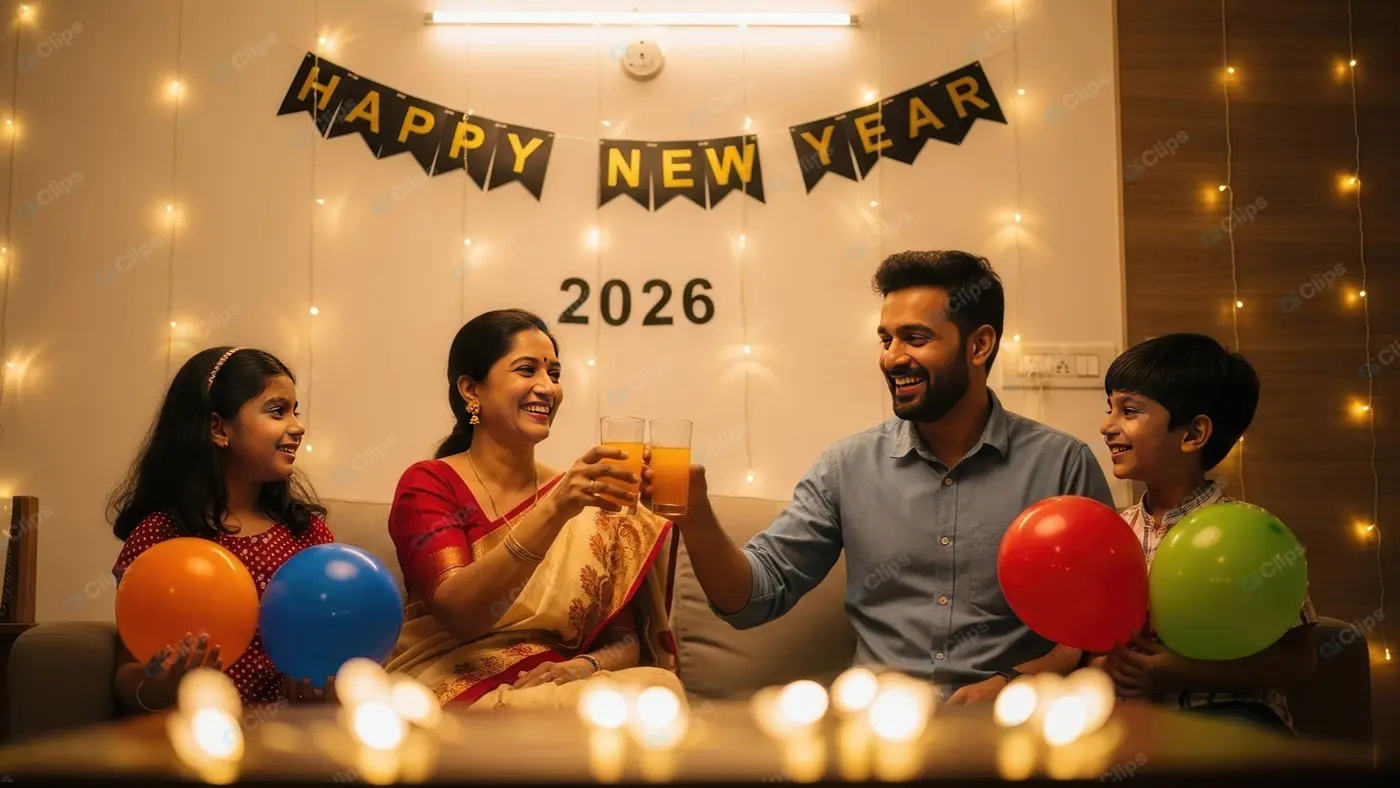 Joyous Family New Year Celebration at Home