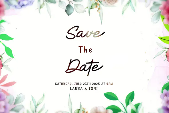 Floral Wedding Save-the-Date Video Template