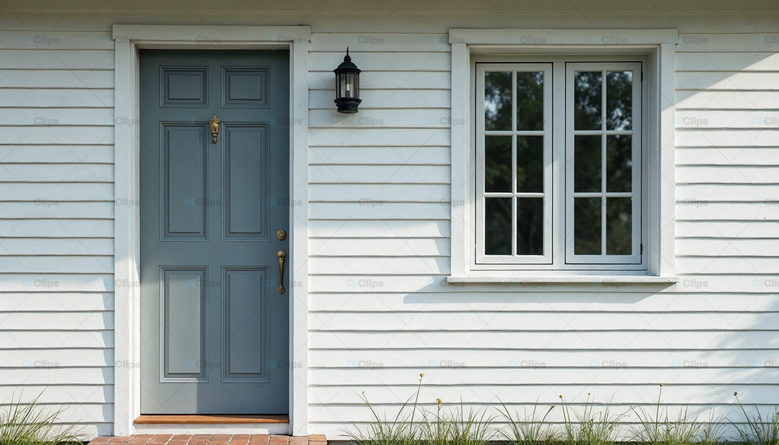 Classic White House Front Door and Window
