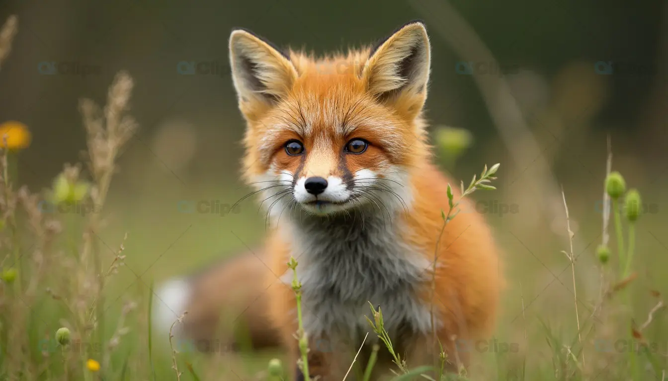Young Red Fox in Meadow
