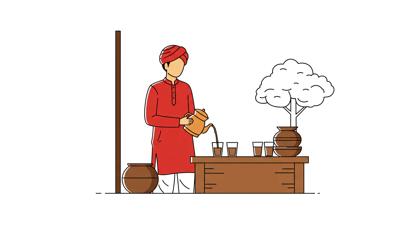 Indian Tea Service Vector Illustration