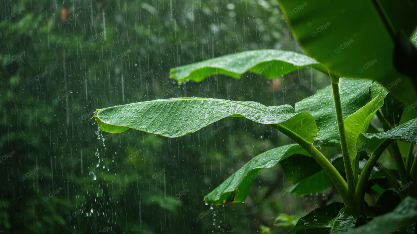 Tropical Leaf in Downpour