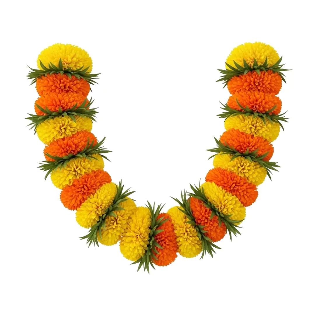 Vibrant Marigold Garland Indian Festival Decoration Illustration
