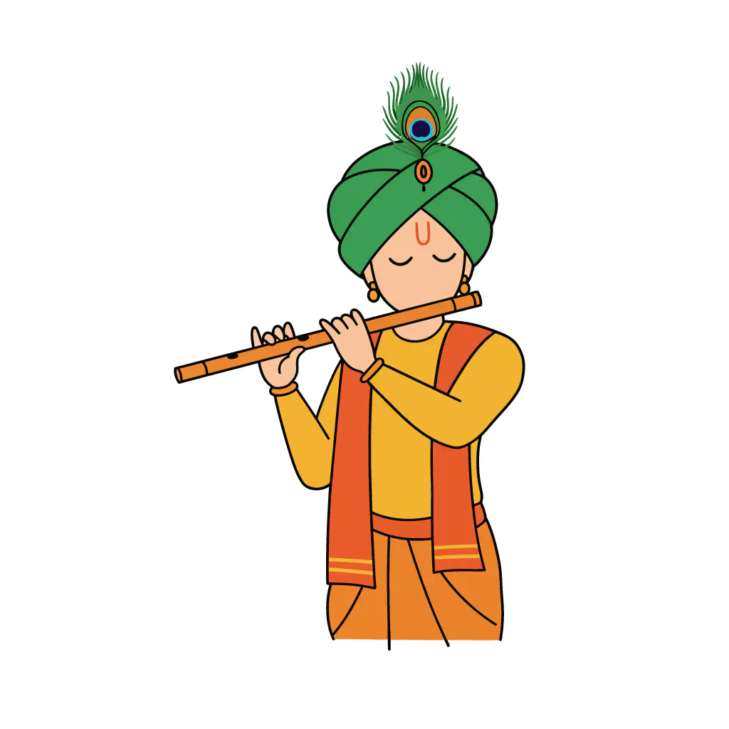 Krishna-inspired Flute Player Vector
