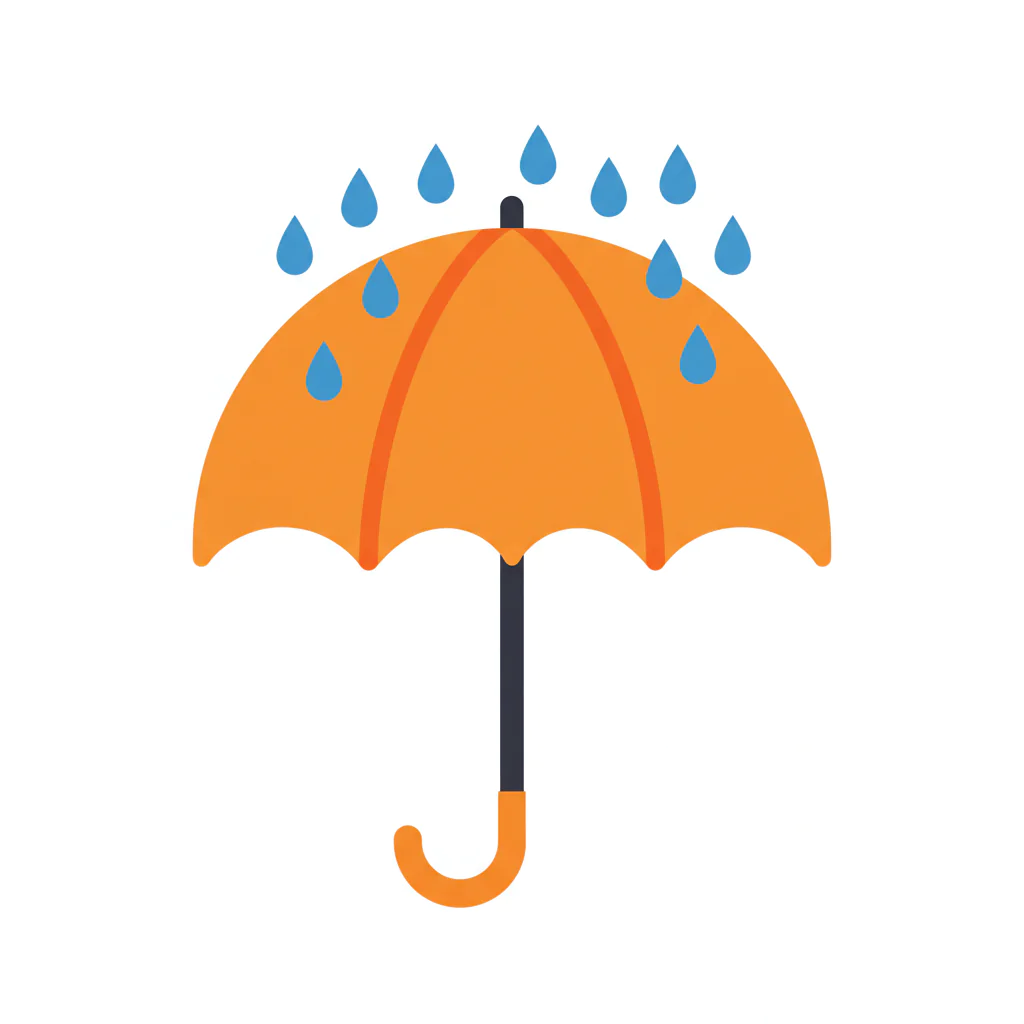 Orange Umbrella with Raindrops Icon