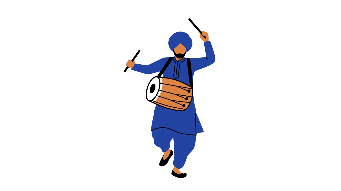 Dhol Drummer Vector Illustration