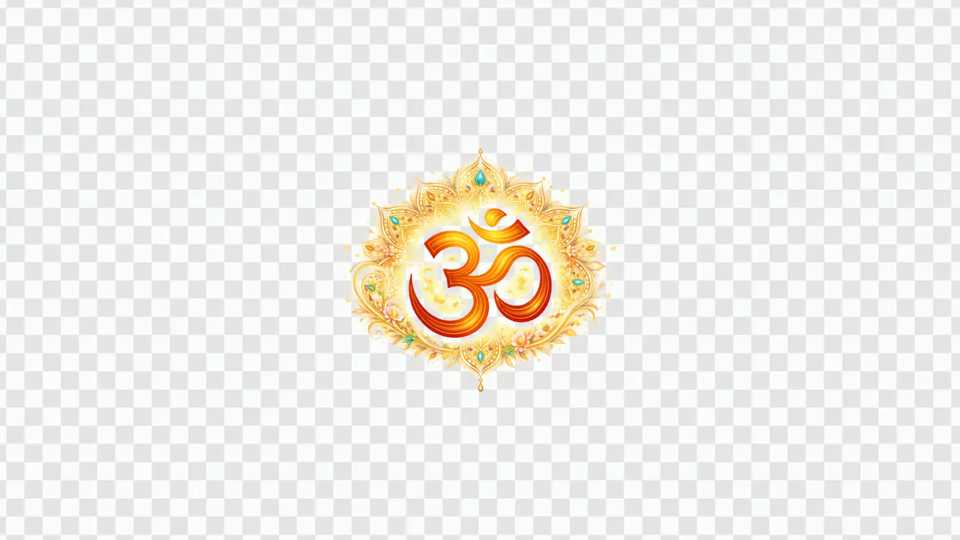 Artistic Hindu Om Symbol with Golden Mandala Clipart
