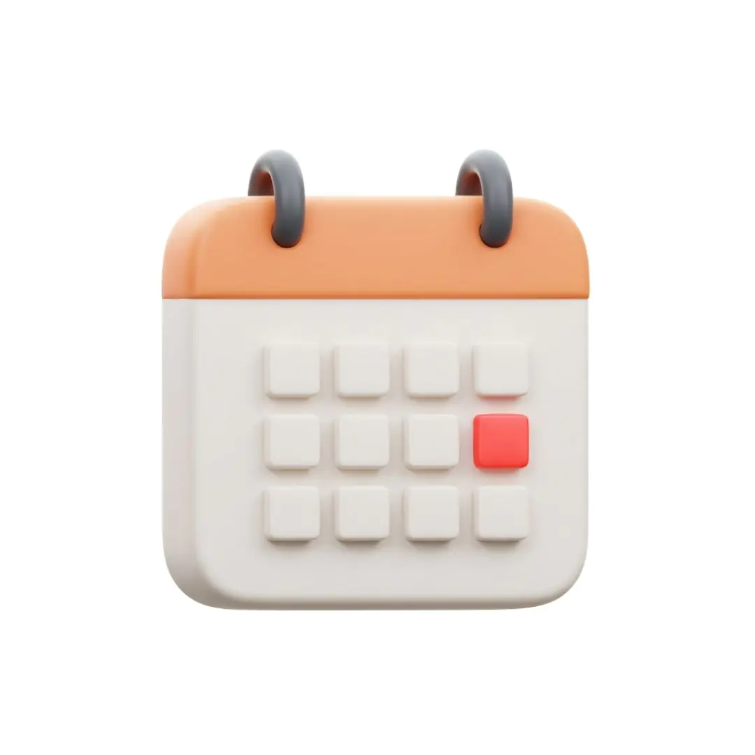 Stylized calendar icon with red marked date