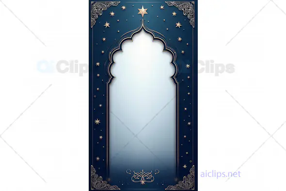 Elegant Islamic Arch Invitation with Starry Night Design