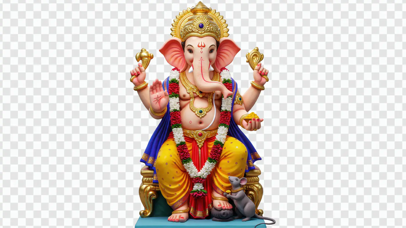 Ganesha Deity Seated on Throne PNG Clipart
