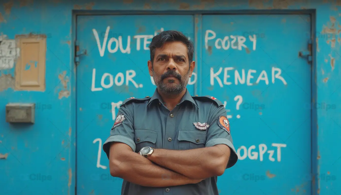 Serious Security Guard with Arms Crossed