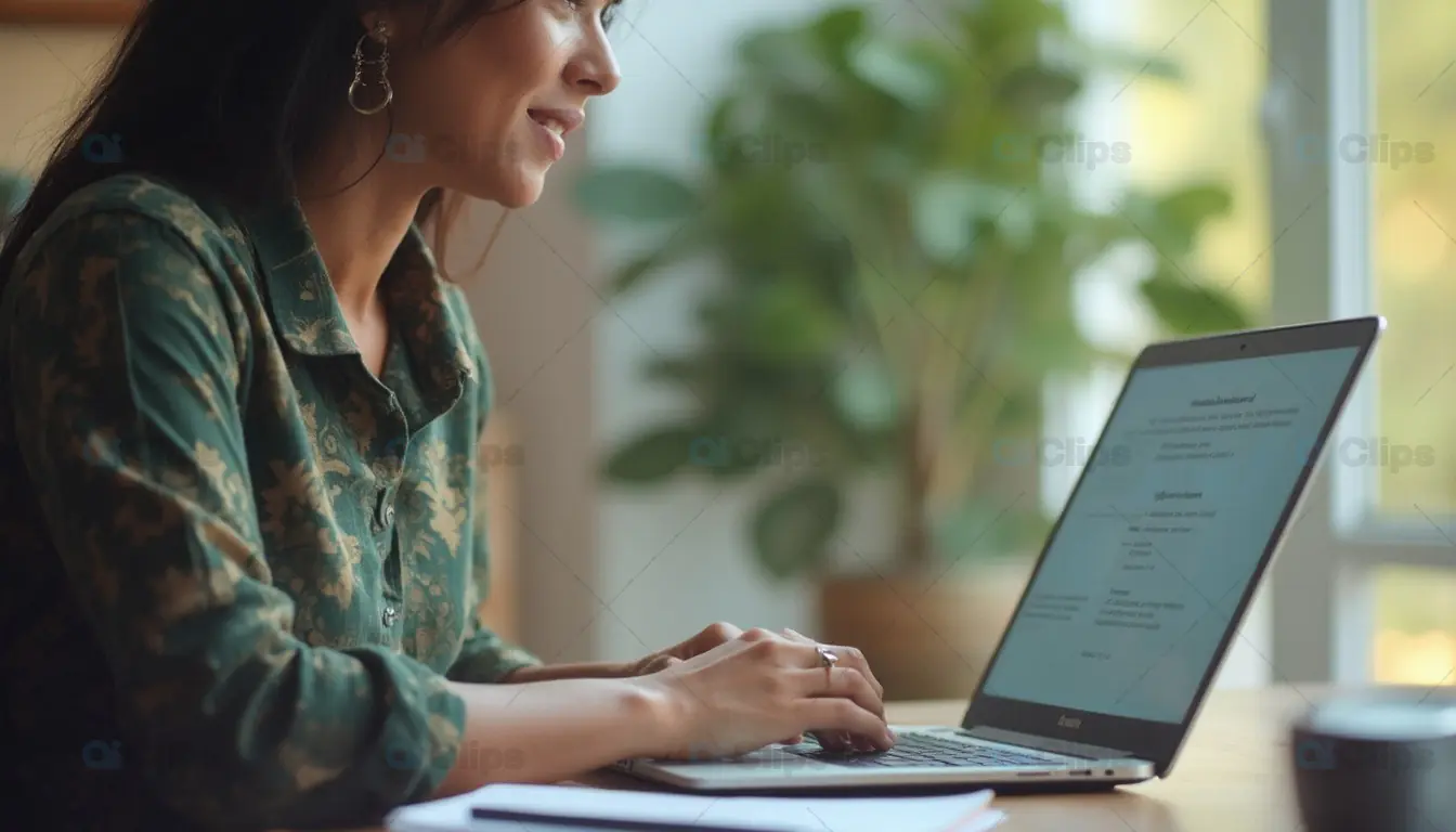 Woman Working on Laptop