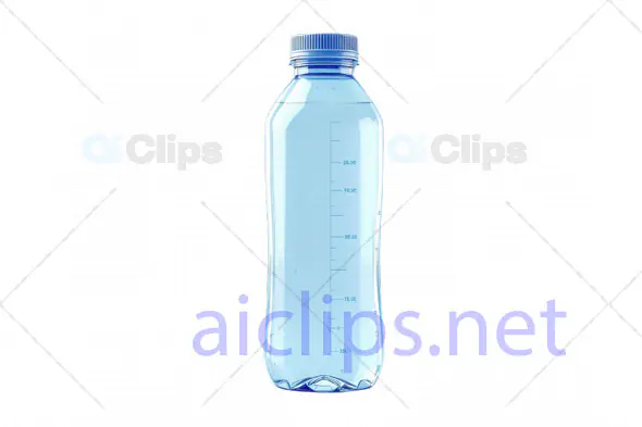 Clear 3D Water Bottle Model with Measurement Markings