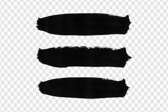 Three Black Horizontal Brush Strokes PNG Clipart