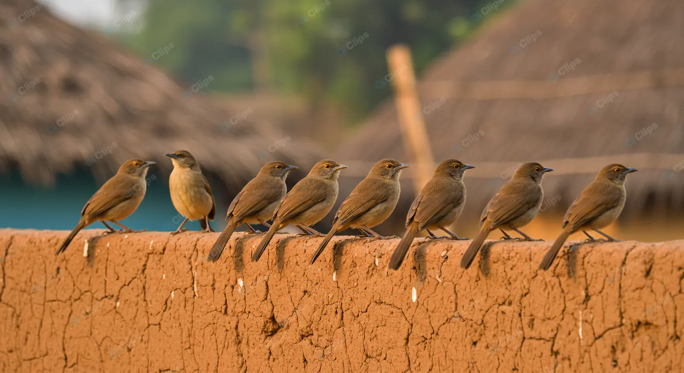 Songbirds on Adobe Wall
