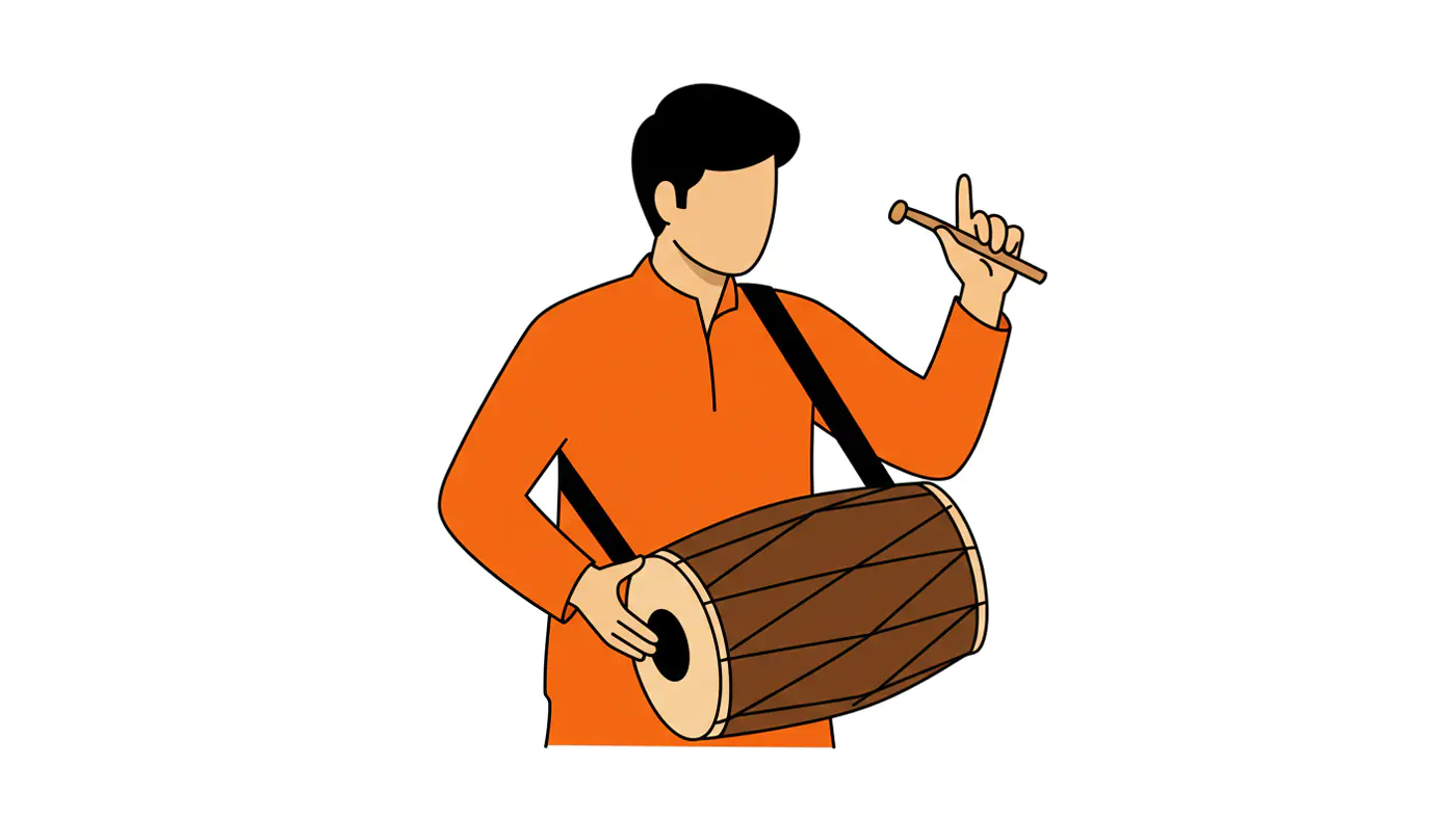 Dhol Player Vector Illustration