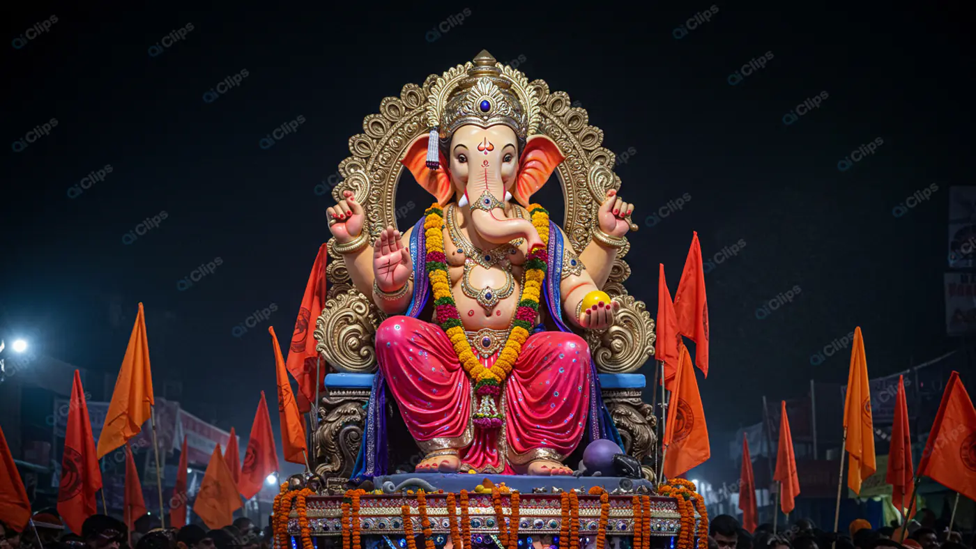 Majestic Ganesha on Ornate Throne