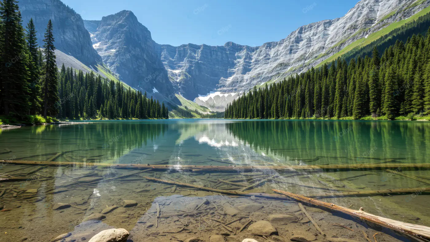 Pristine Mountain Lake Reflection