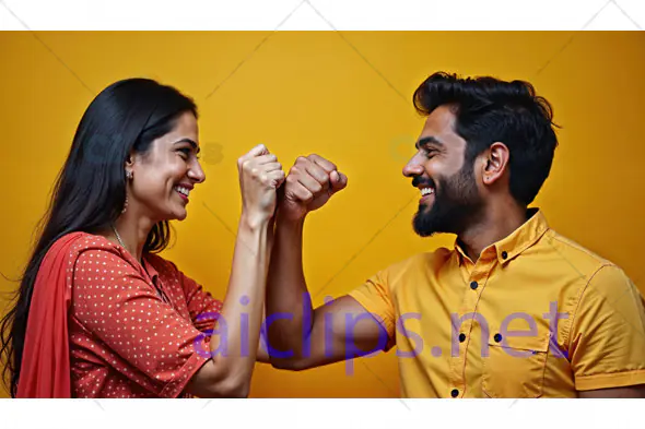 Couple Celebrating with Fist Bump