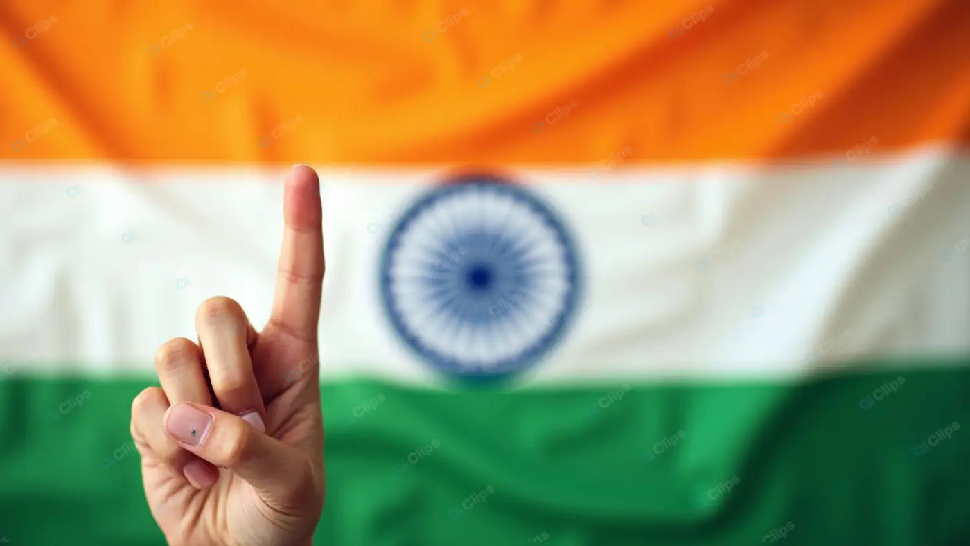 Indian Flag with Victory Gesture