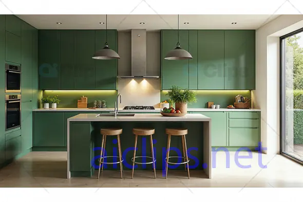 Modern Green Kitchen Interior Design