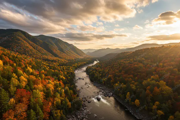 Autumn River Valley Panorama