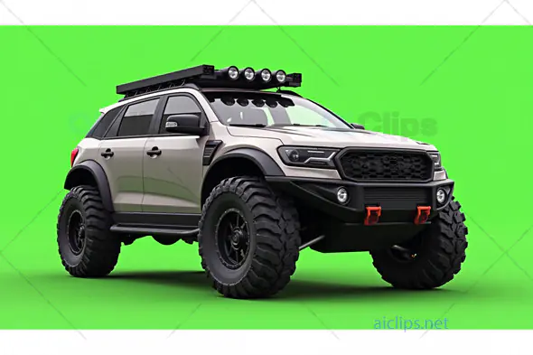 Off-Road SUV with Green Screen Background