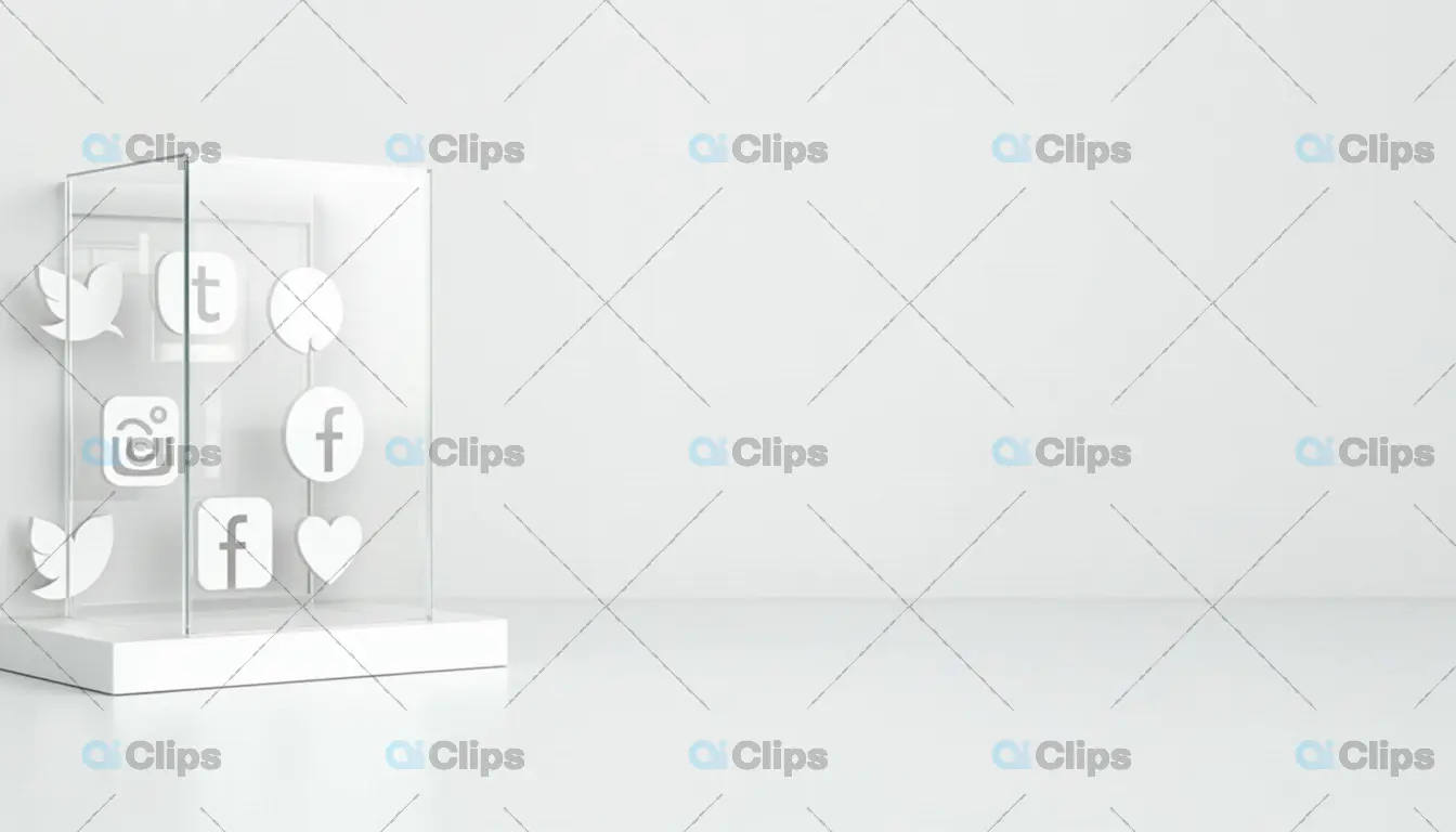 Minimalist Social Media Icons Display in Glass Case