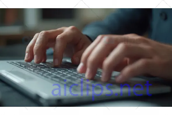 Typing on Laptop Keyboard Close-Up