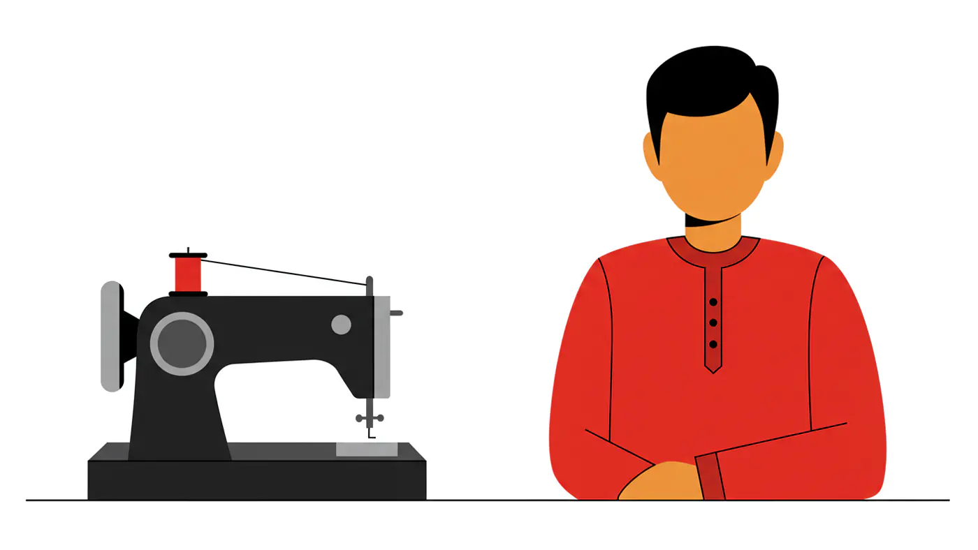 Indian Tailor Vector Illustration