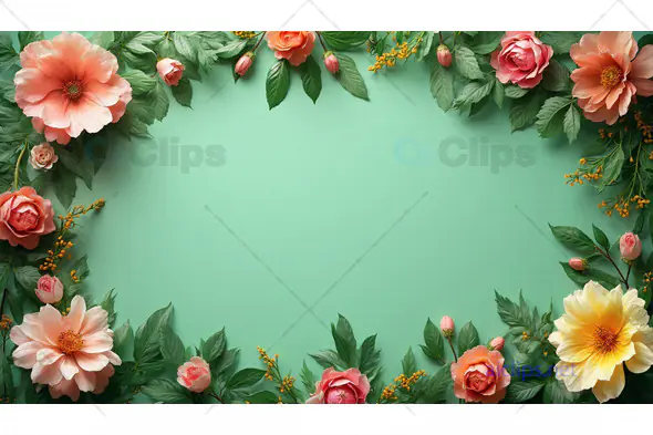 Floral Frame with Green Background