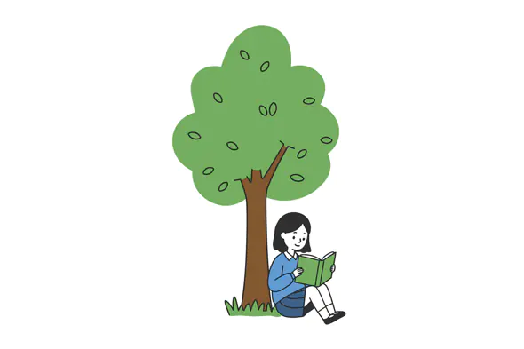 Girl Reading Under Tree Vector