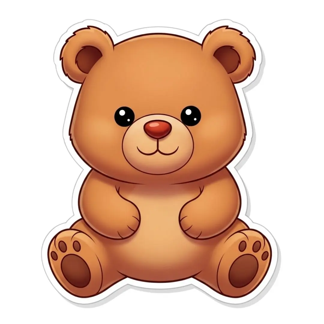 Charming Brown Teddy Bear Cartoon Sticker Clipart PNG