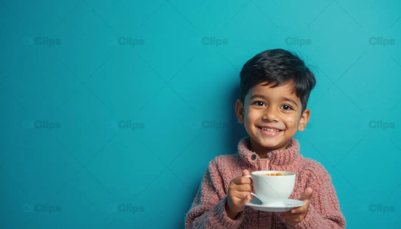 Smiling Child Holding Cup