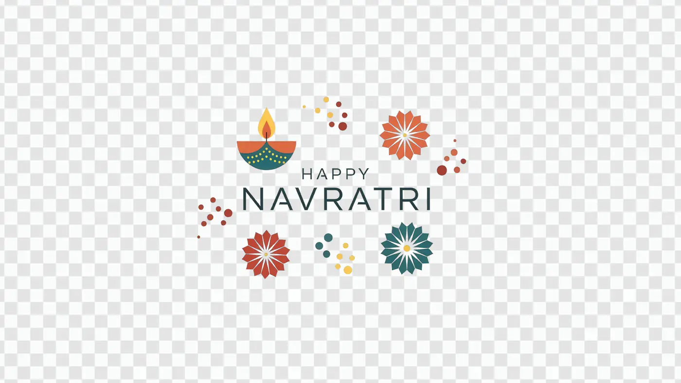 Festive Happy Navratri Greeting Card Design PNG