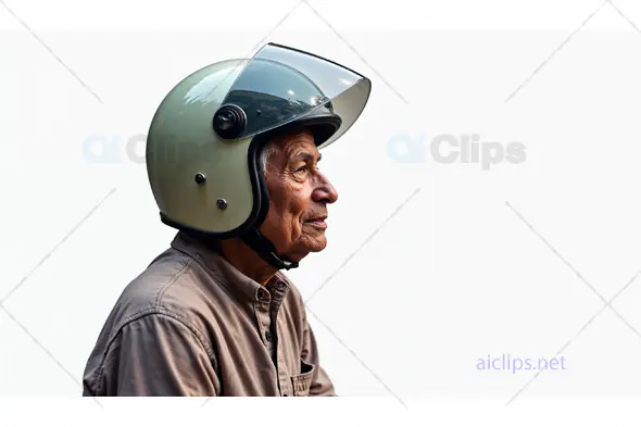 Senior Man in Helmet Profile